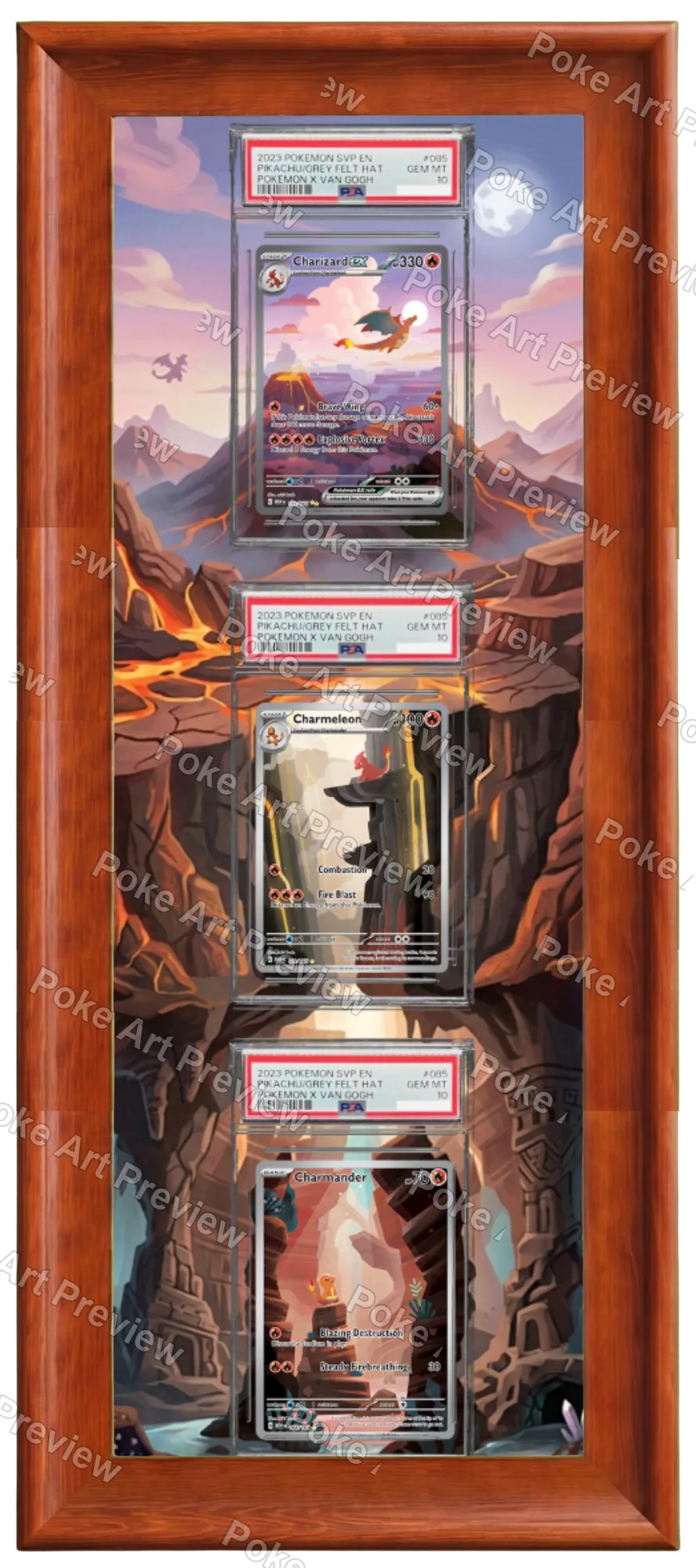 Charmander, Charmeleon and Charizard ex Scarlet & Violet 151 Pokemon TCG extension art collector display view 6