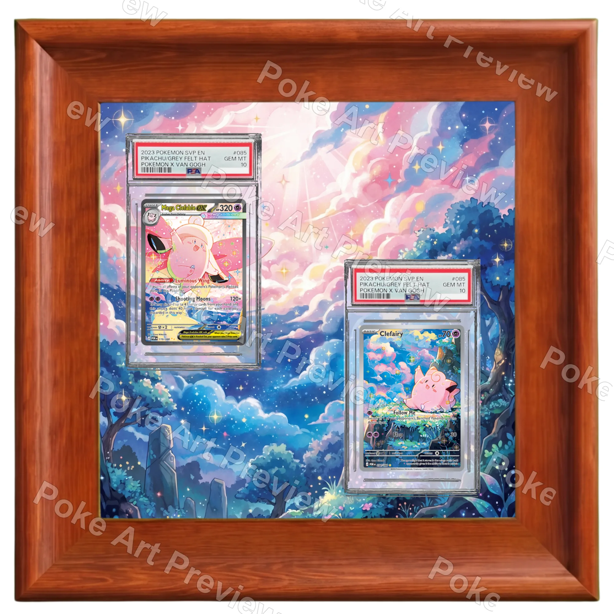Clefairy Pippi 086/080 and Mega Clefable ex Mega Pixy ex 112/080 Nihil Zero M3 Pokemon TCG extension art collector display view 4