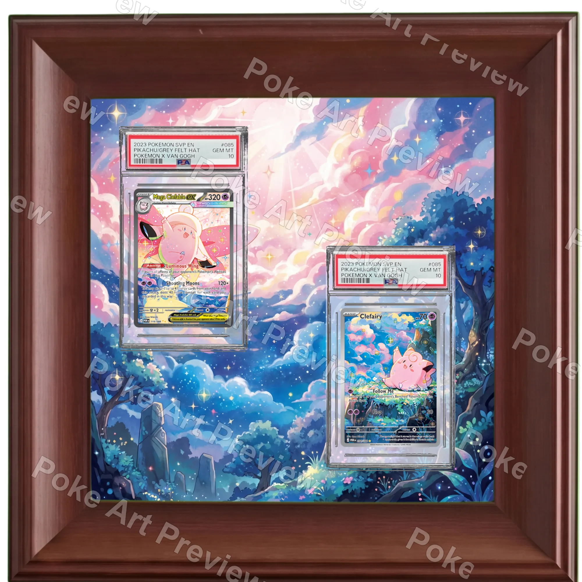 Clefairy Pippi 086/080 and Mega Clefable ex Mega Pixy ex 112/080 Nihil Zero M3 Pokemon TCG extension art collector display view 5