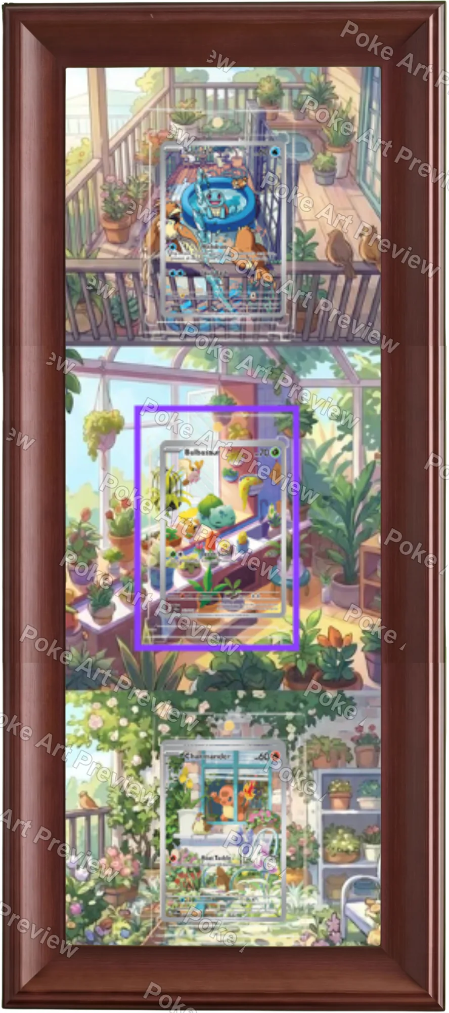 Squirtle, Bulbasaur and Charmander Scarlet & Violet 151 Pokemon TCG extension art collector display view 5