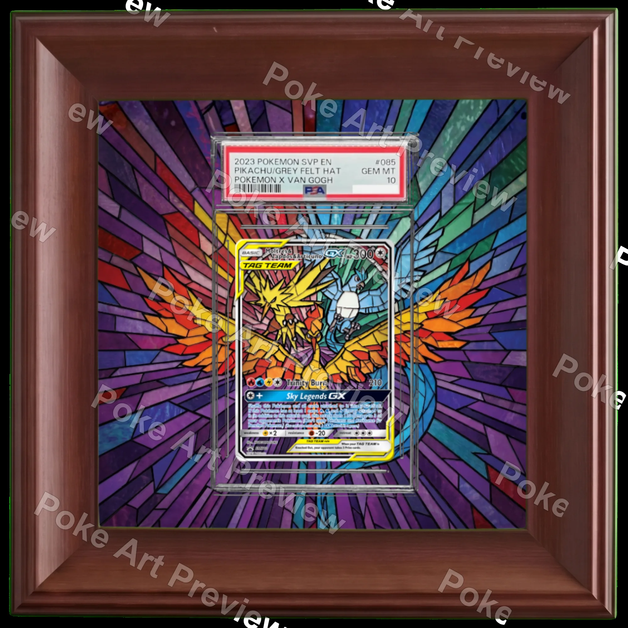 ファイヤー、サンダー、フリーザーGX Hidden Fates Stained Glass Promo ポケモンTCG拡張アート コレクター展示用 view 4
