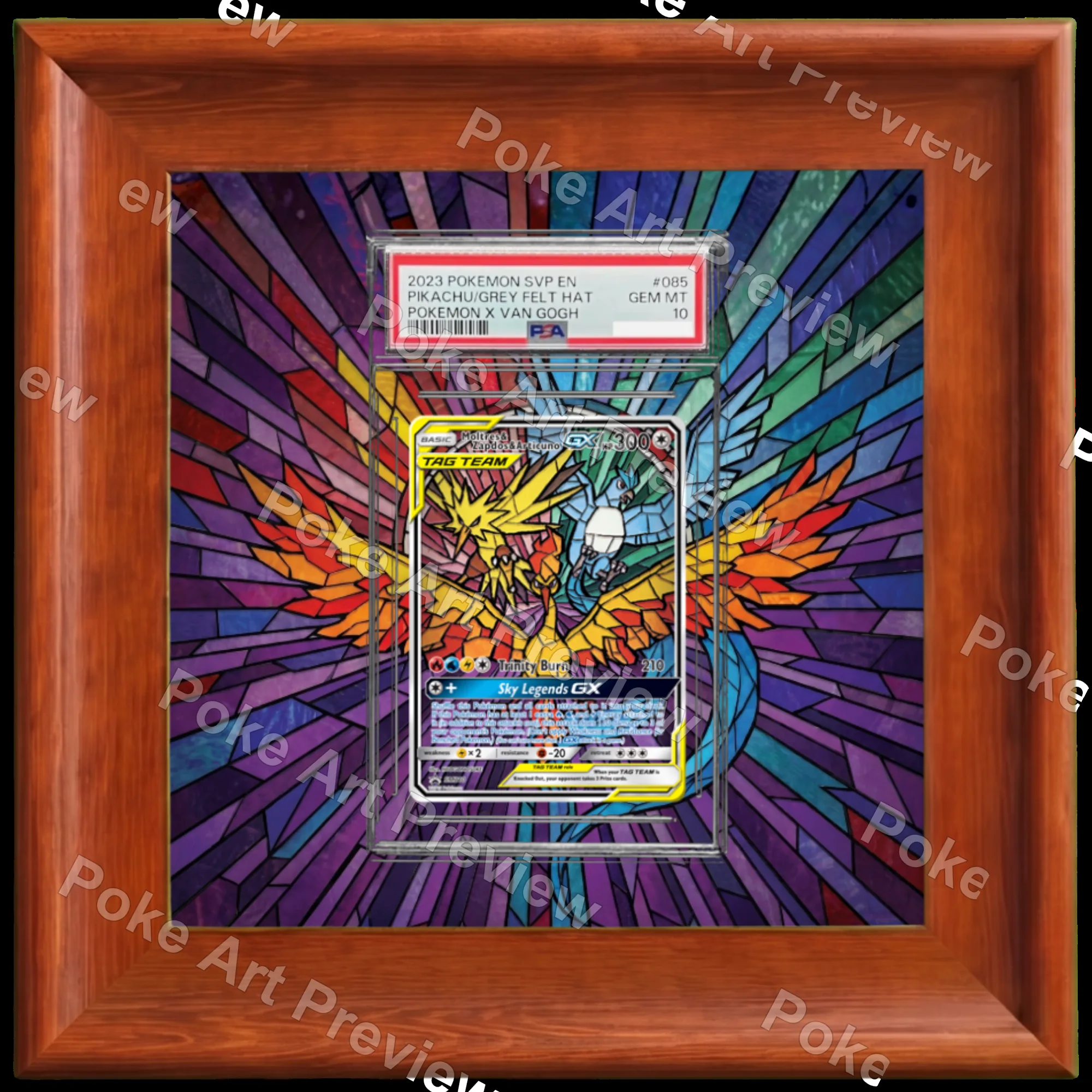 ファイヤー、サンダー、フリーザーGX Hidden Fates Stained Glass Promo ポケモンTCG拡張アート コレクター展示用 view 5