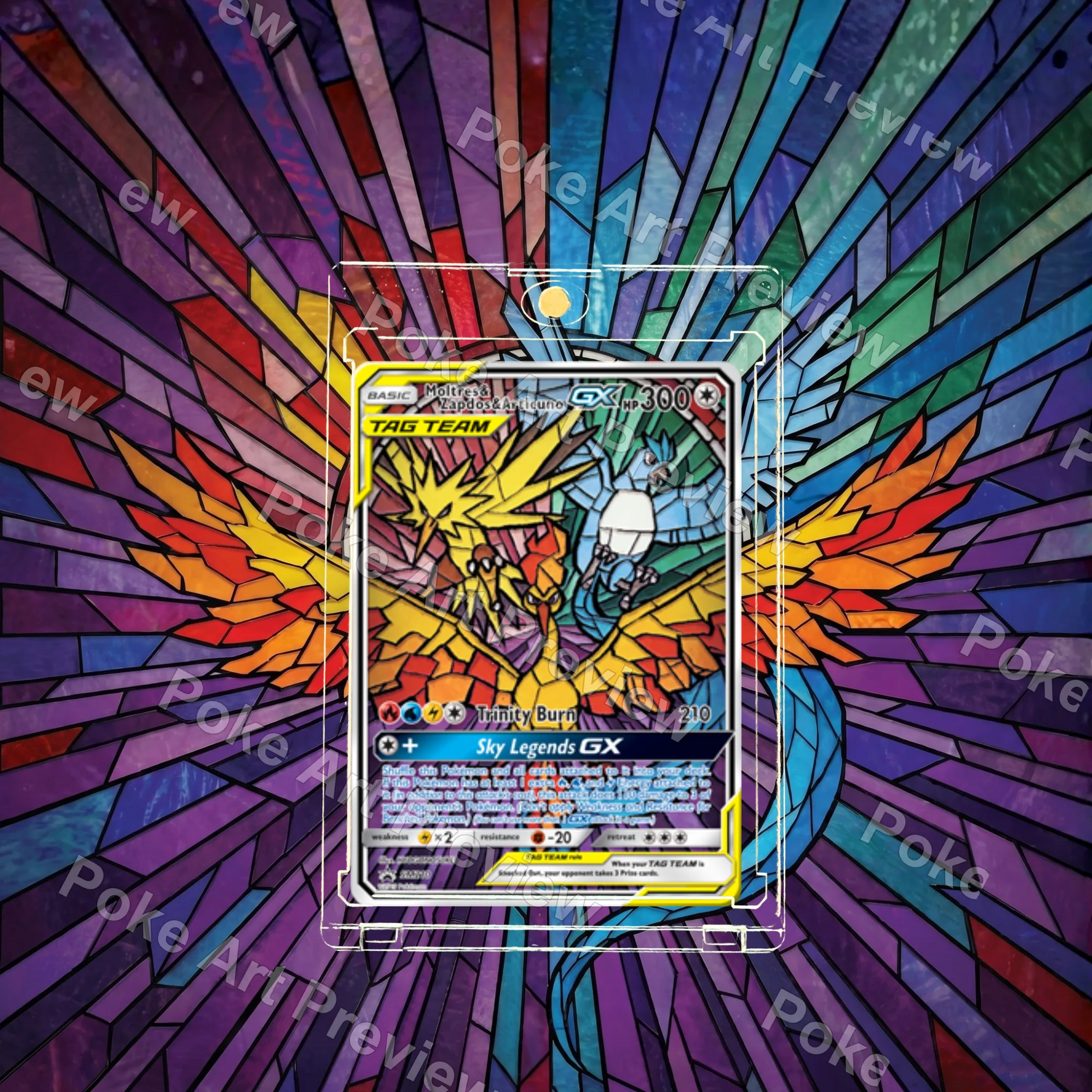 Moltres Zapdos Articuno GX SM210 PSA Hidden Fates Pokemon TCG extension art collector display view 2