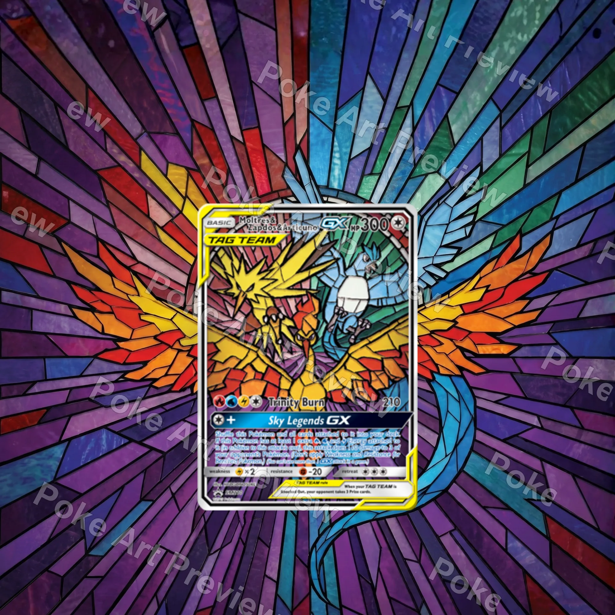 Moltres Zapdos Articuno GX SM210 PSA Hidden Fates Pokemon TCG extension art collector display view 3