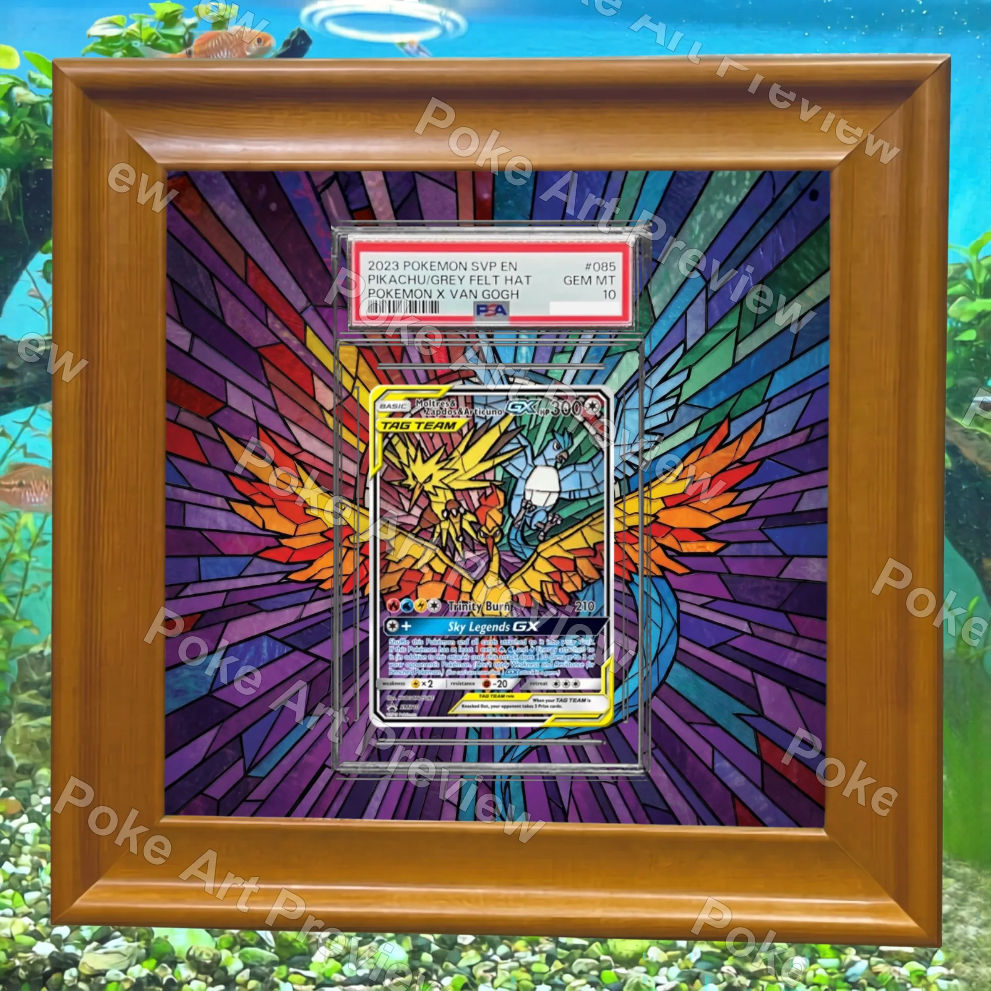 Moltres Zapdos Articuno GX SM210 PSA Hidden Fates Pokemon TCG extension art collector display view 6