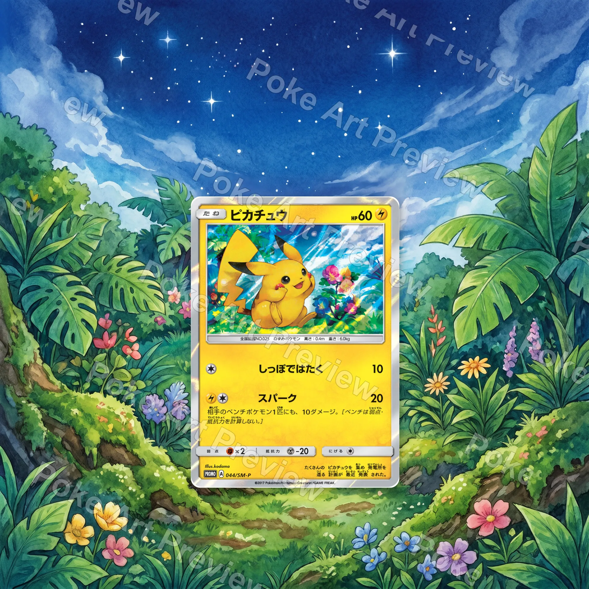 Pikachu 044/SM-P SM-P Promo Pokemon TCG extension art collector display