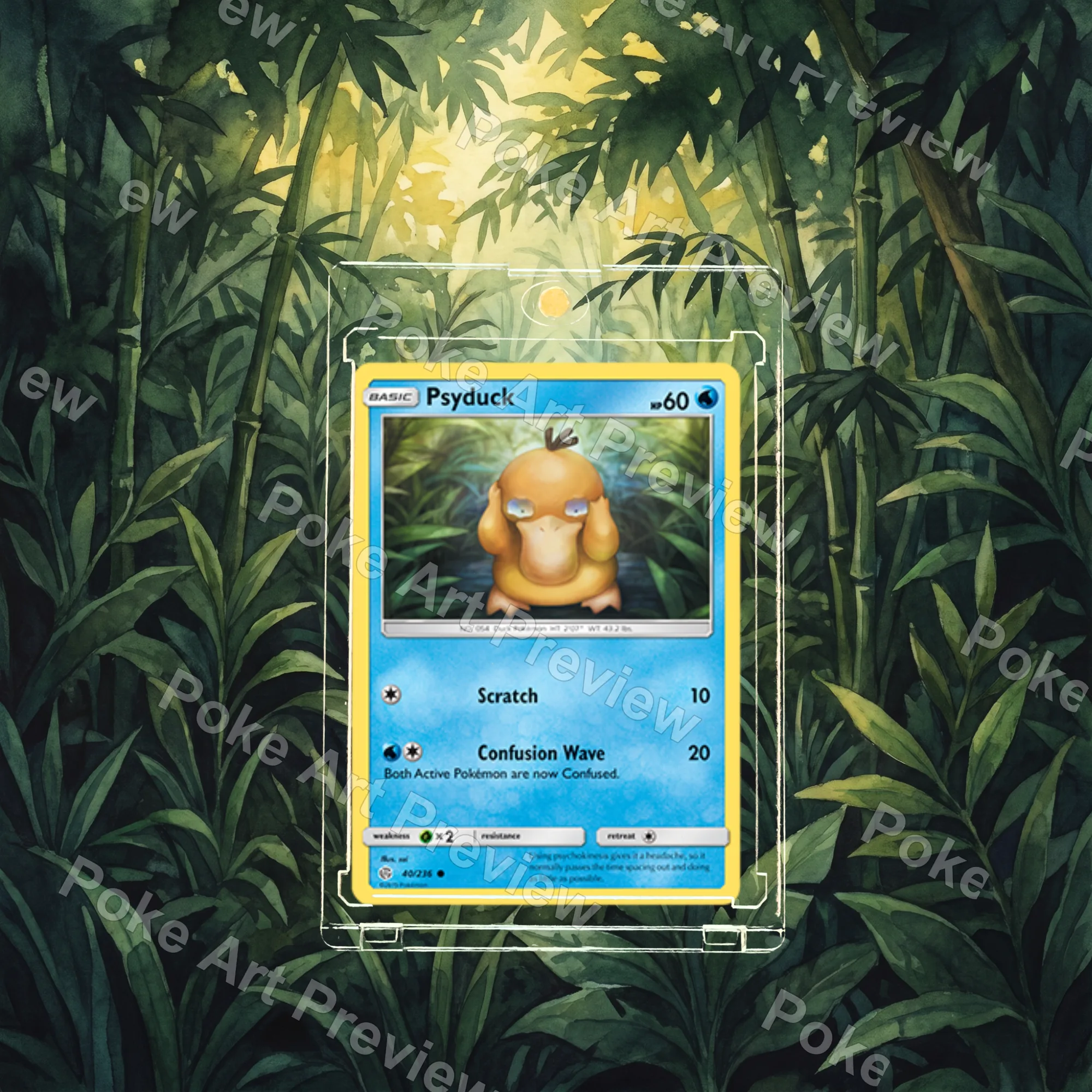 Psyduck 40/236 Cosmic Eclipse Pokemon TCG extension art collector display view 3