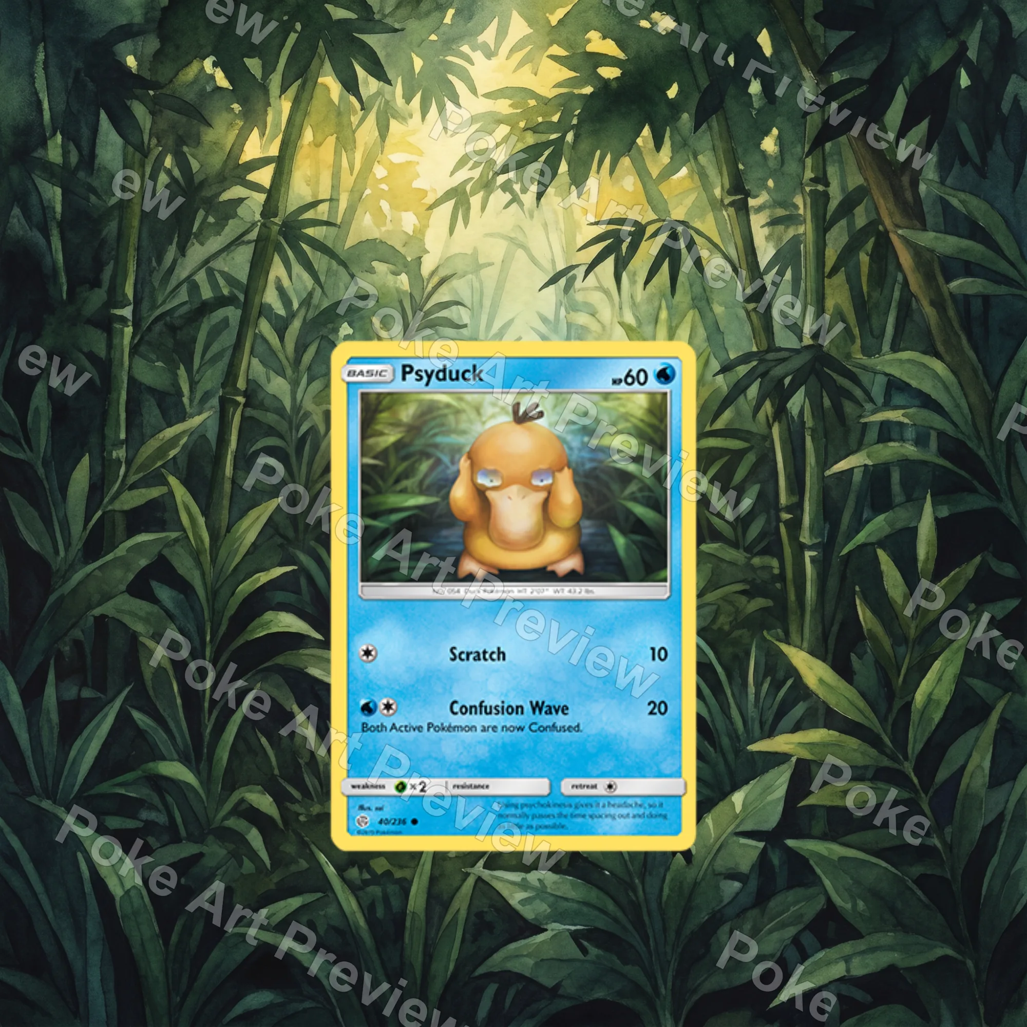 Psyduck 40/236 Cosmic Eclipse Pokemon TCG extension art collector display
