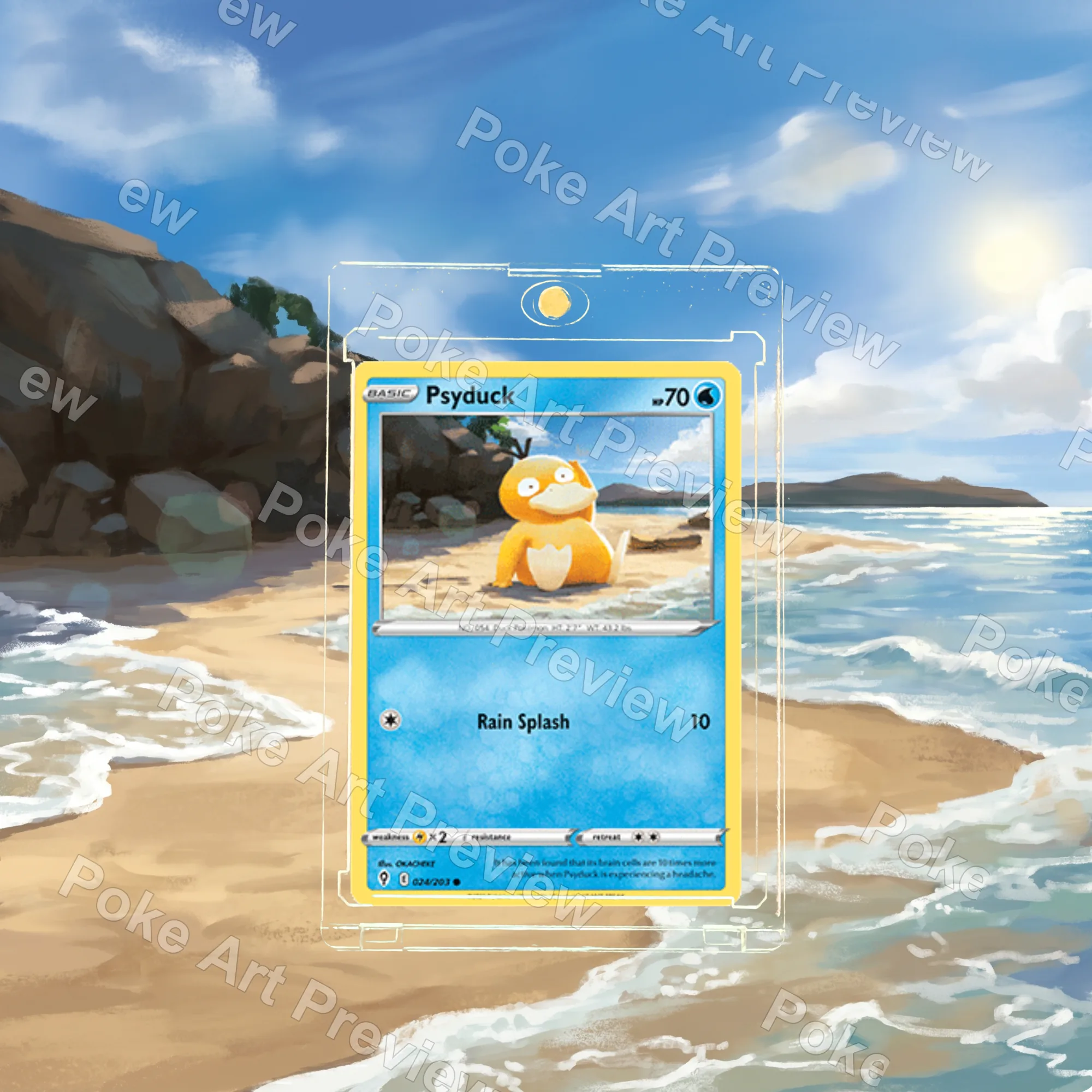 Psyduck 024/203 Evolving Skies Pokemon TCG extension art collector display view 3