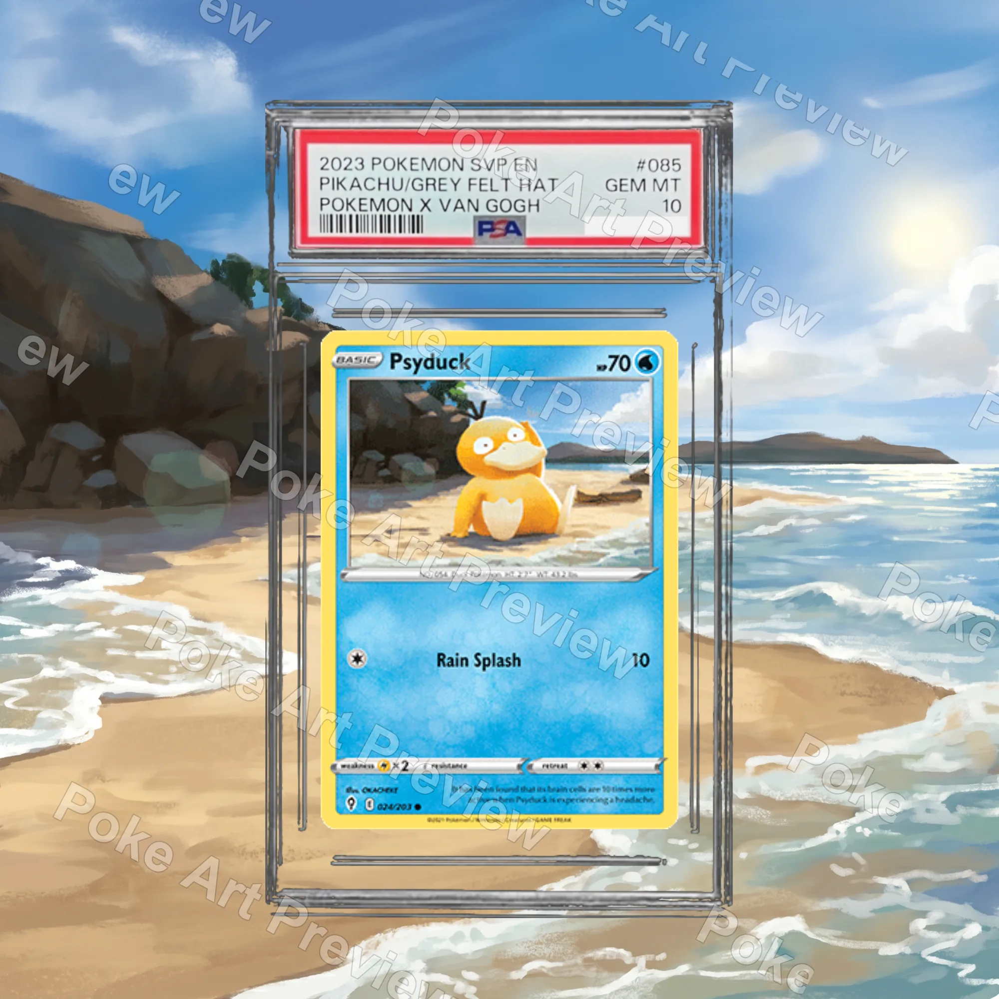 Psyduck 024/203 Evolving Skies Pokemon TCG extension art collector display view 4