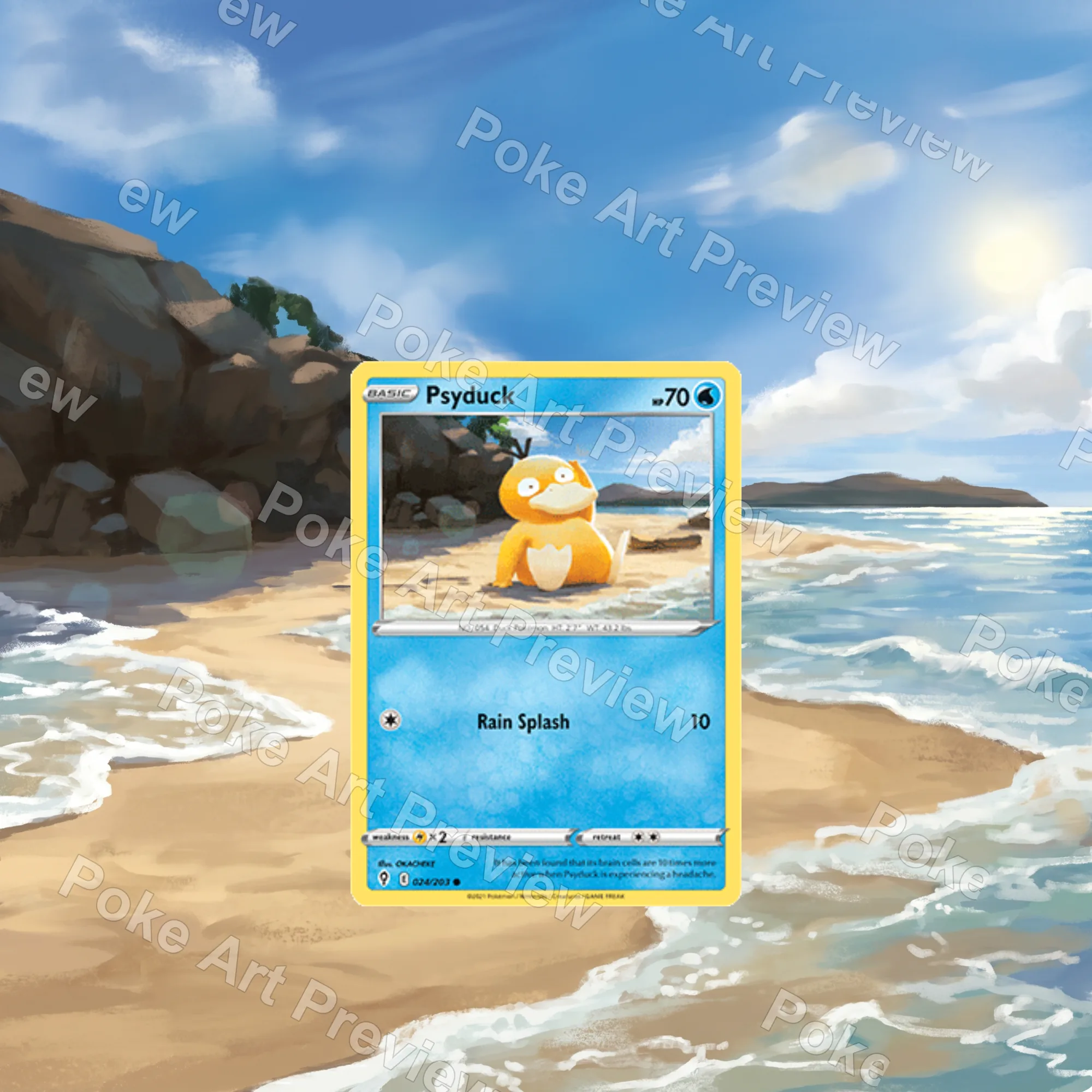 Psyduck 024/203 Evolving Skies Pokemon TCG extension art collector display