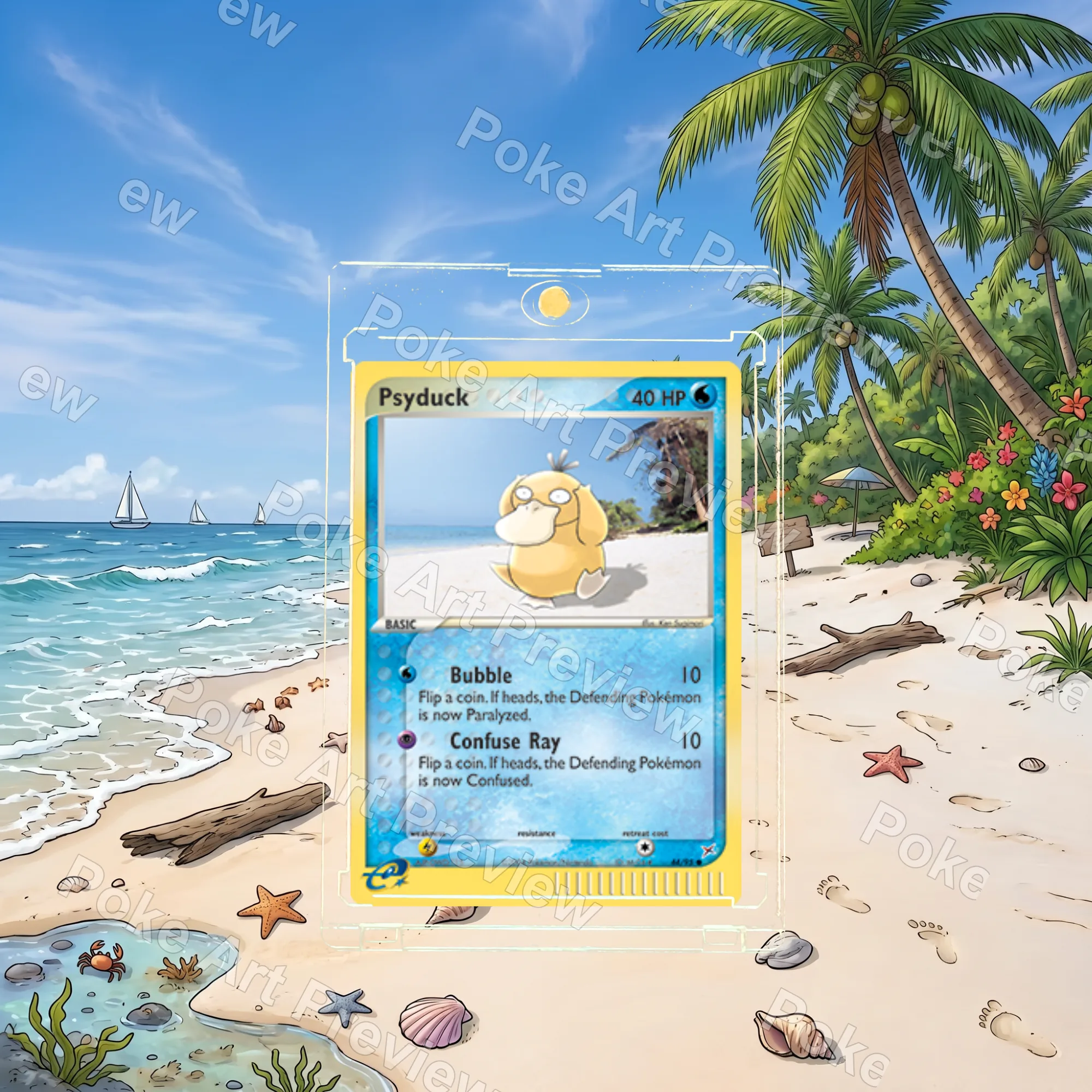Psyduck 66/112 EX FireRed LeafGreen Pokemon TCG extension art collector display view 3
