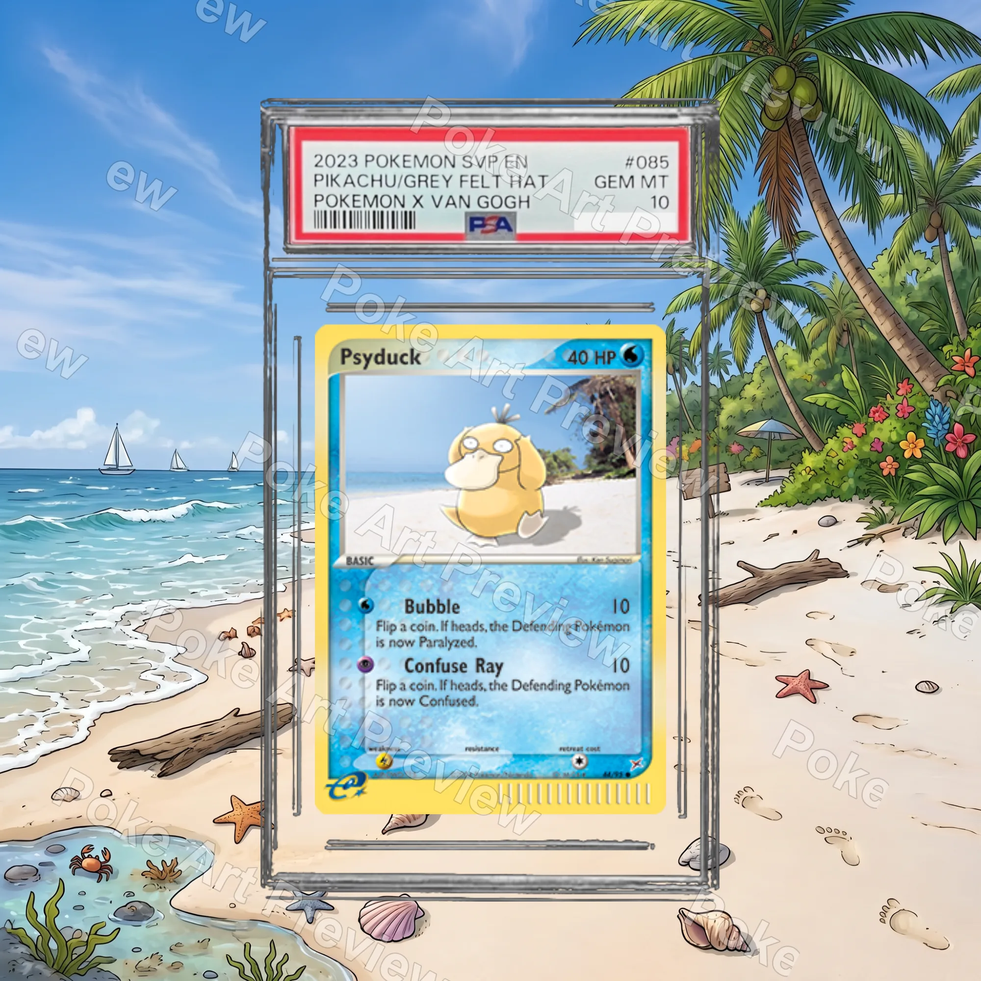 Psyduck 66/112 EX FireRed LeafGreen Pokemon TCG extension art collector display view 4