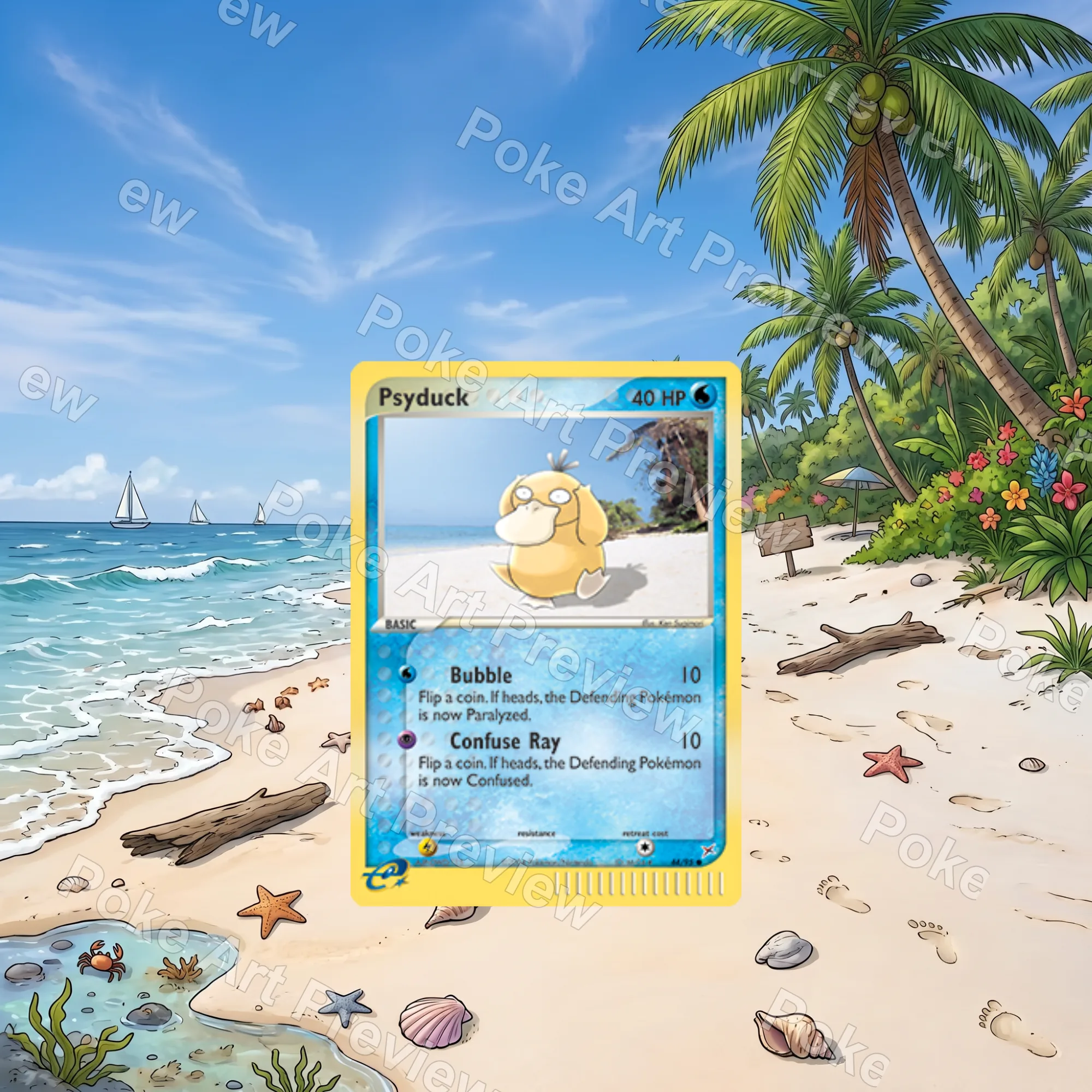 Psyduck 66/112 EX FireRed LeafGreen Pokemon TCG extension art collector display