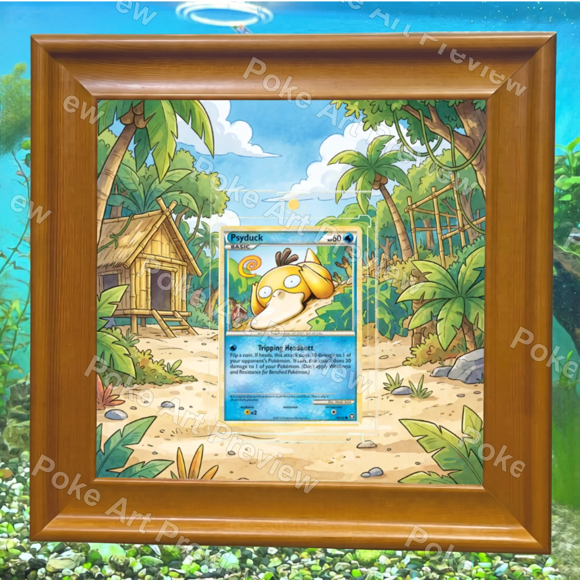 Psyduck 74/102 HS Triumphant Pokemon TCG extension art collector display view 5
