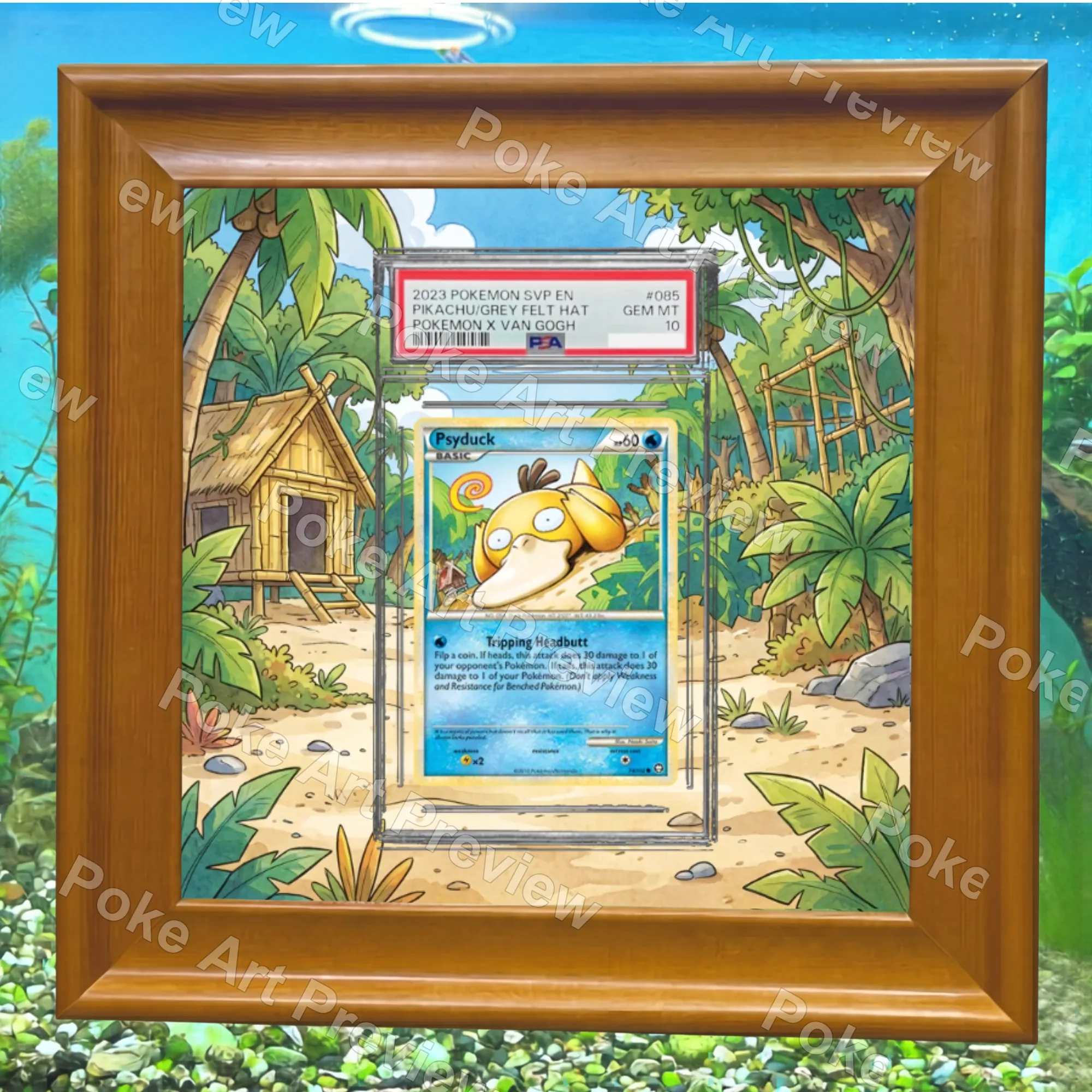 Psyduck 74/102 HS Triumphant Pokemon TCG extension art collector display view 6