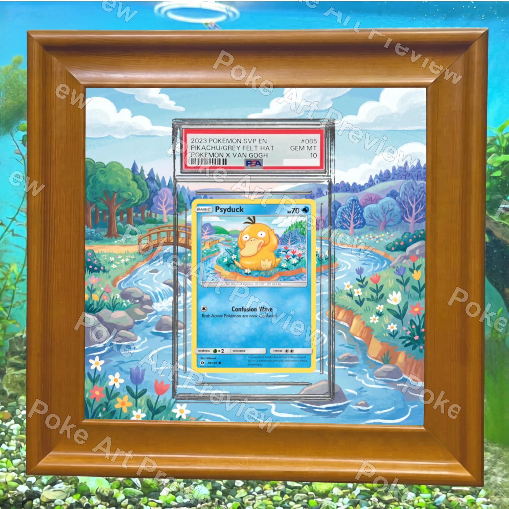 Psyduck 28/149 Sun and Moon Pokemon TCG extension art collector display view 5