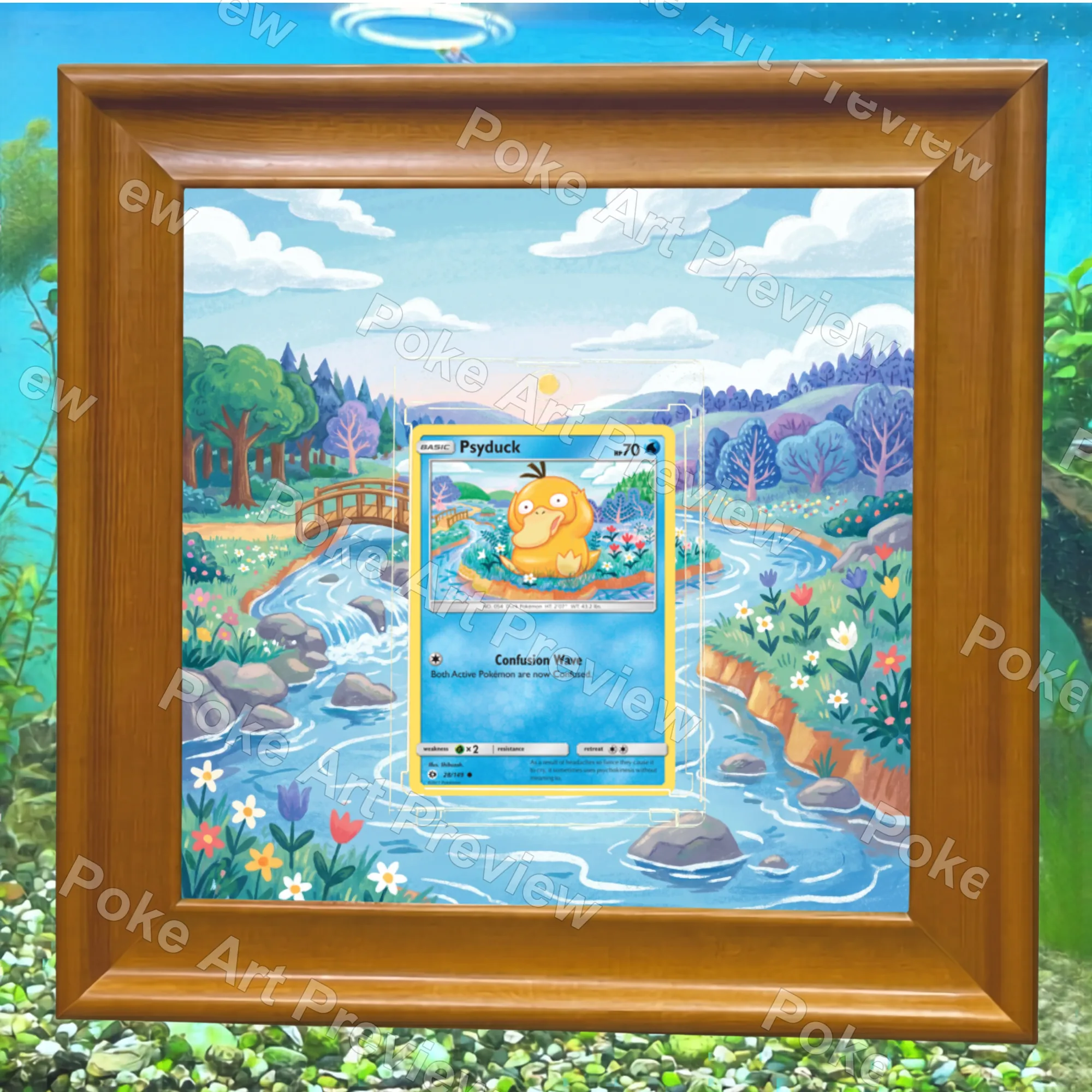 Psyduck 28/149 Sun and Moon Pokemon TCG extension art collector display view 6