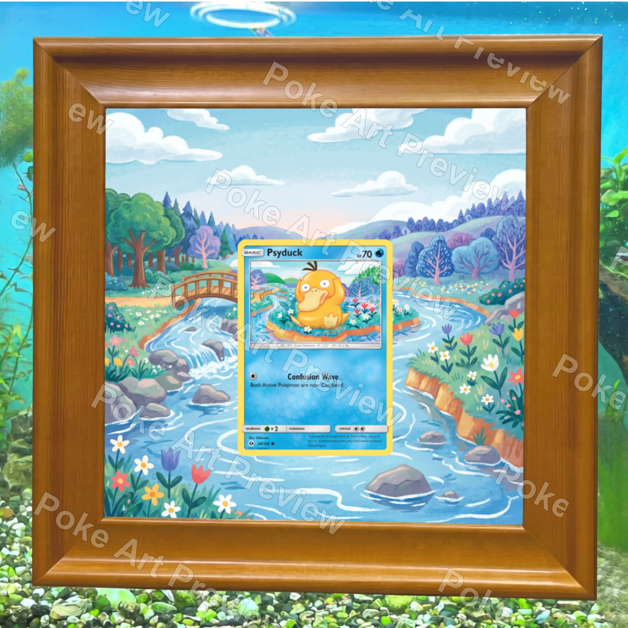 Psyduck 28/149 Sun and Moon Pokemon TCG extension art collector display view 7