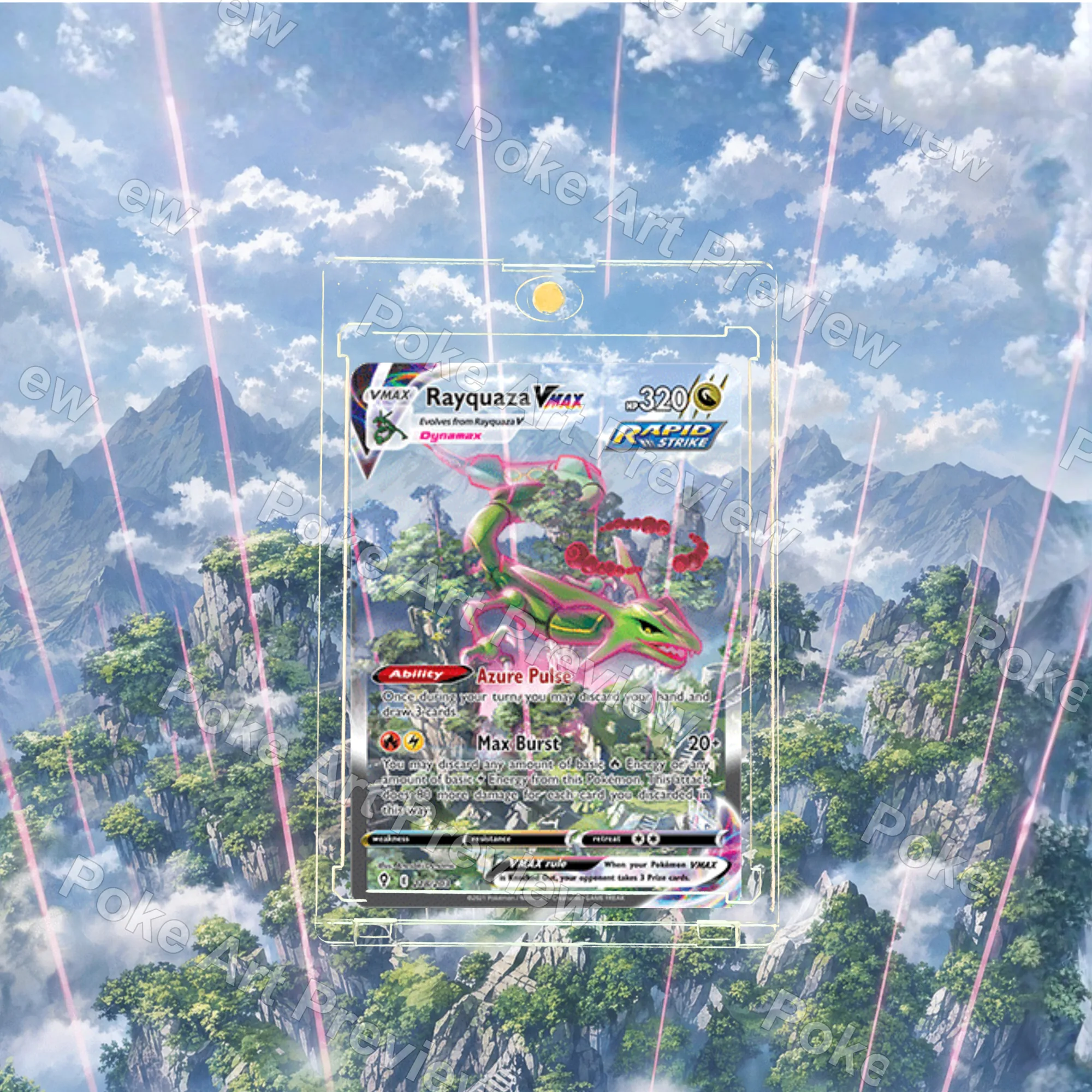 Rayquaza VMAX Evolving Skies Pokemon TCG extension art collector display view 3