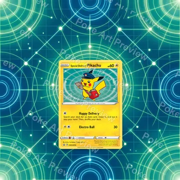 Special Delivery Pikachu SWSH074 SWSH Black Star Promos Pokemon TCG extension art collector display view 1
