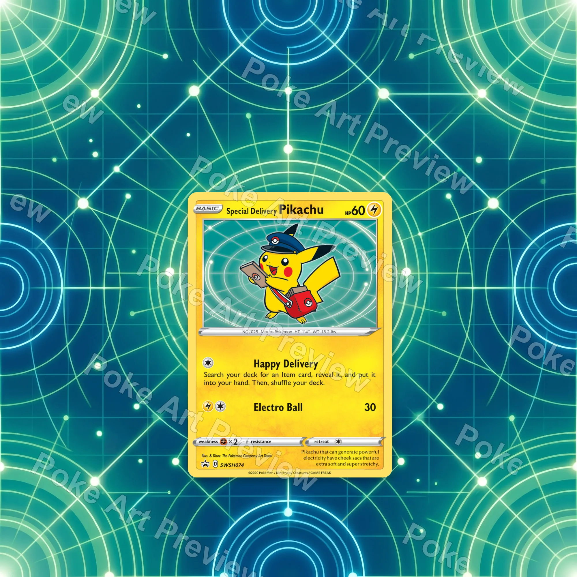 Special Delivery Pikachu SWSH074 SWSH Black Star Promos Pokemon TCG extension art collector display