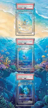 Squirtle, Wartortle and Blastoise ex Scarlet & Violet 151 Pokemon TCG extension art collector display view 7