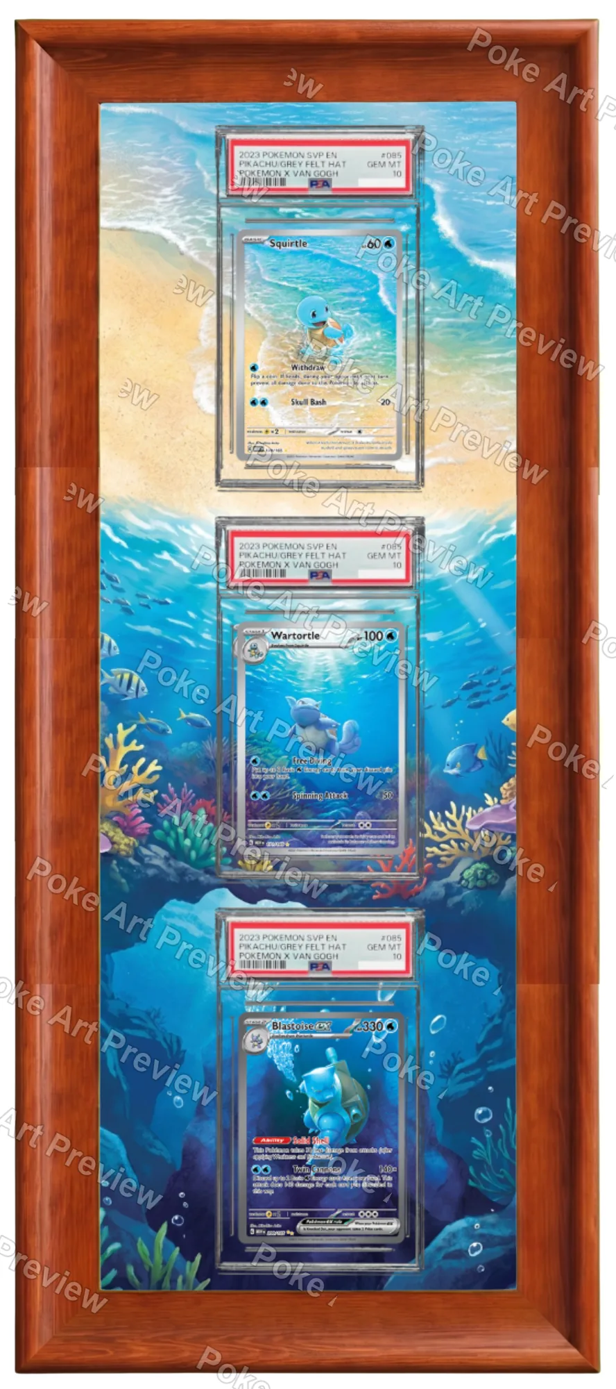 Squirtle, Wartortle and Blastoise ex Scarlet & Violet 151 Pokemon TCG extension art collector display view 6